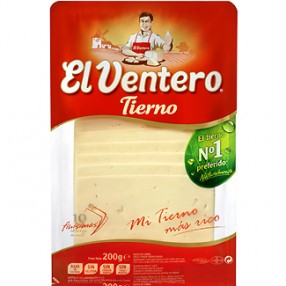 Queso tierno en lonchas EL VENTERO envase 200 grs